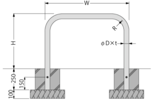 Trụ bollard chắn xe hình vòm