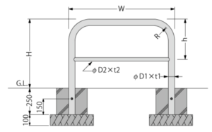 Trụ bollard chắn xe hình vòm YAW