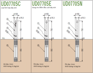 Trụ bollard chắn xe nâng hạ UD-SL